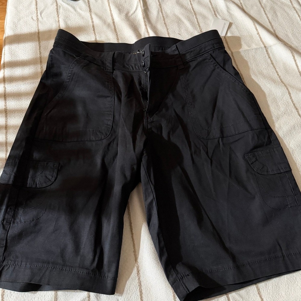 Lee Cargo Shorts Women's Size 12 Mid-Length Utility Pockets Black New with Tags